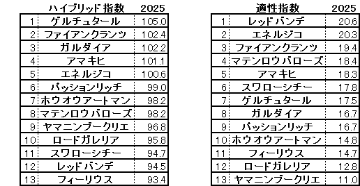 2025　青葉賞　HB指数